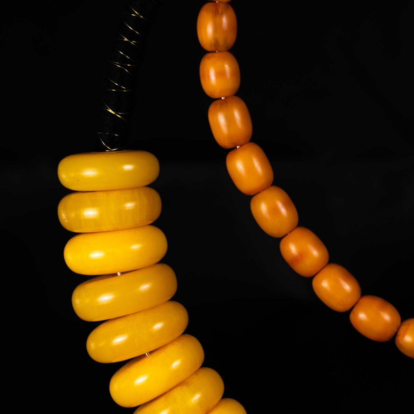 Double Ring Amber Decorative Necklace