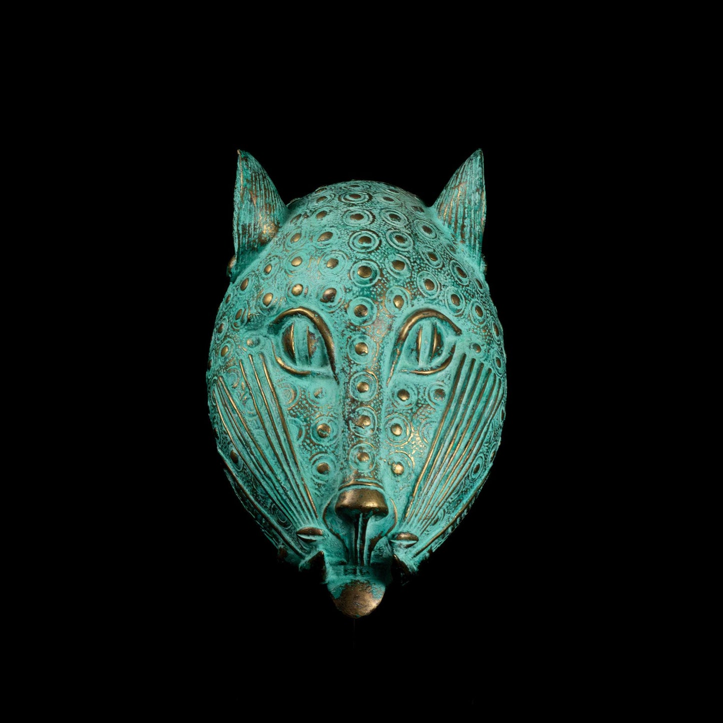 Bronze Verdigree Leopard Head