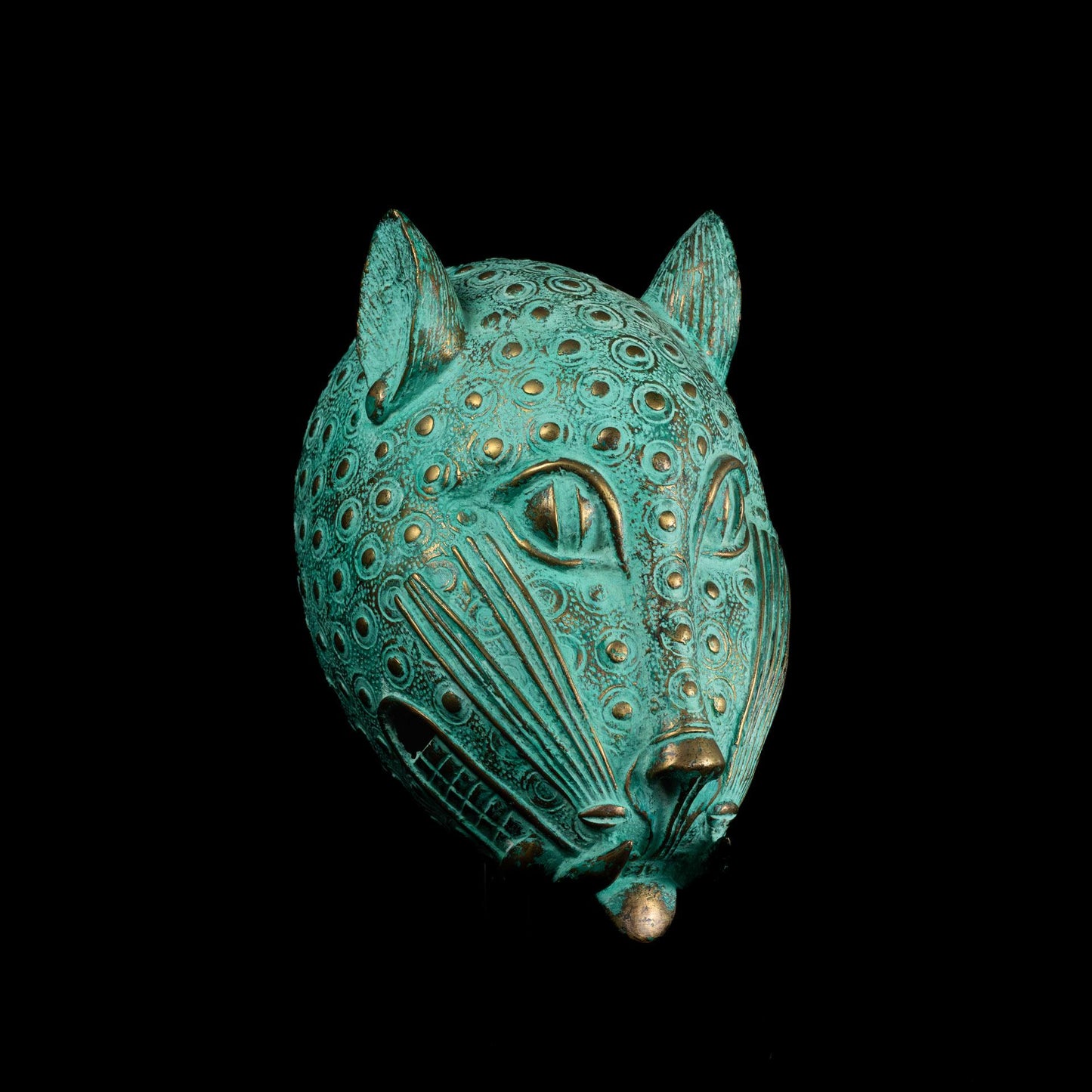 Bronze Verdigree Leopard Head