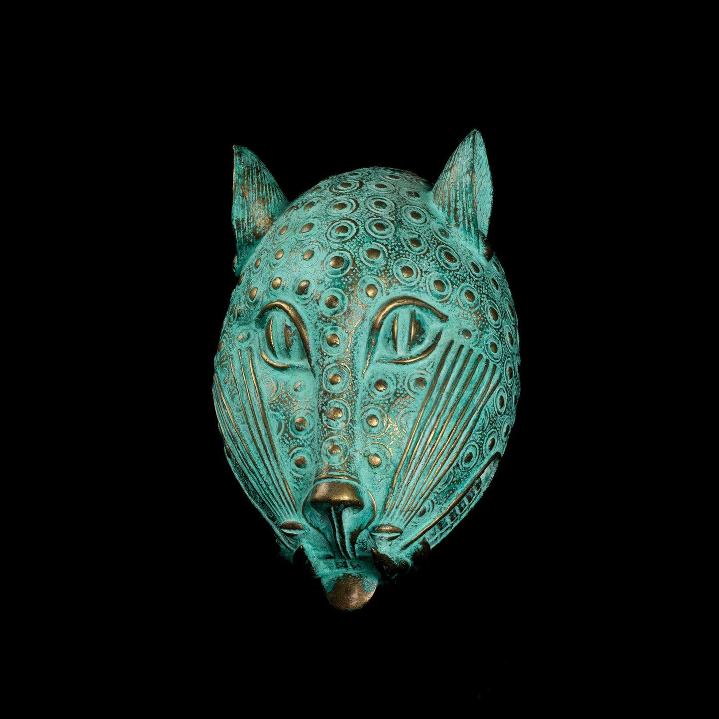 Bronze Verdigree Leopard Head