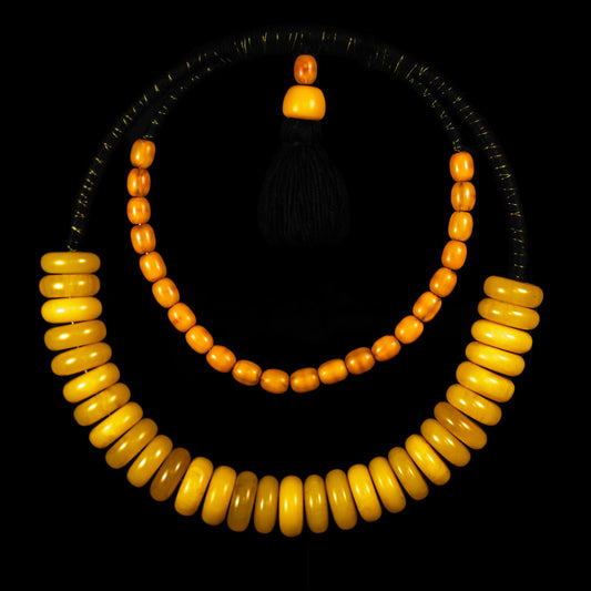 Double Ring Amber Decorative Necklace