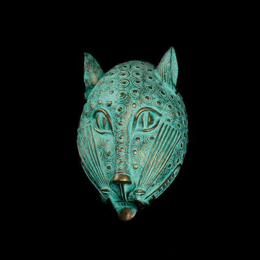 Bronze Verdigree Leopard Head