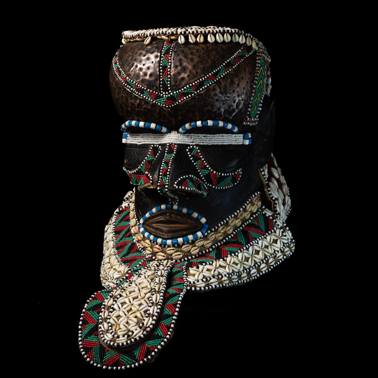 Kuba Mboom Mask with Cowrie Shells