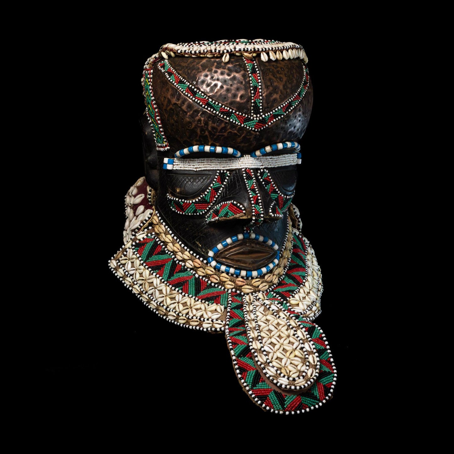 Kuba Mboom Mask with Cowrie Shells