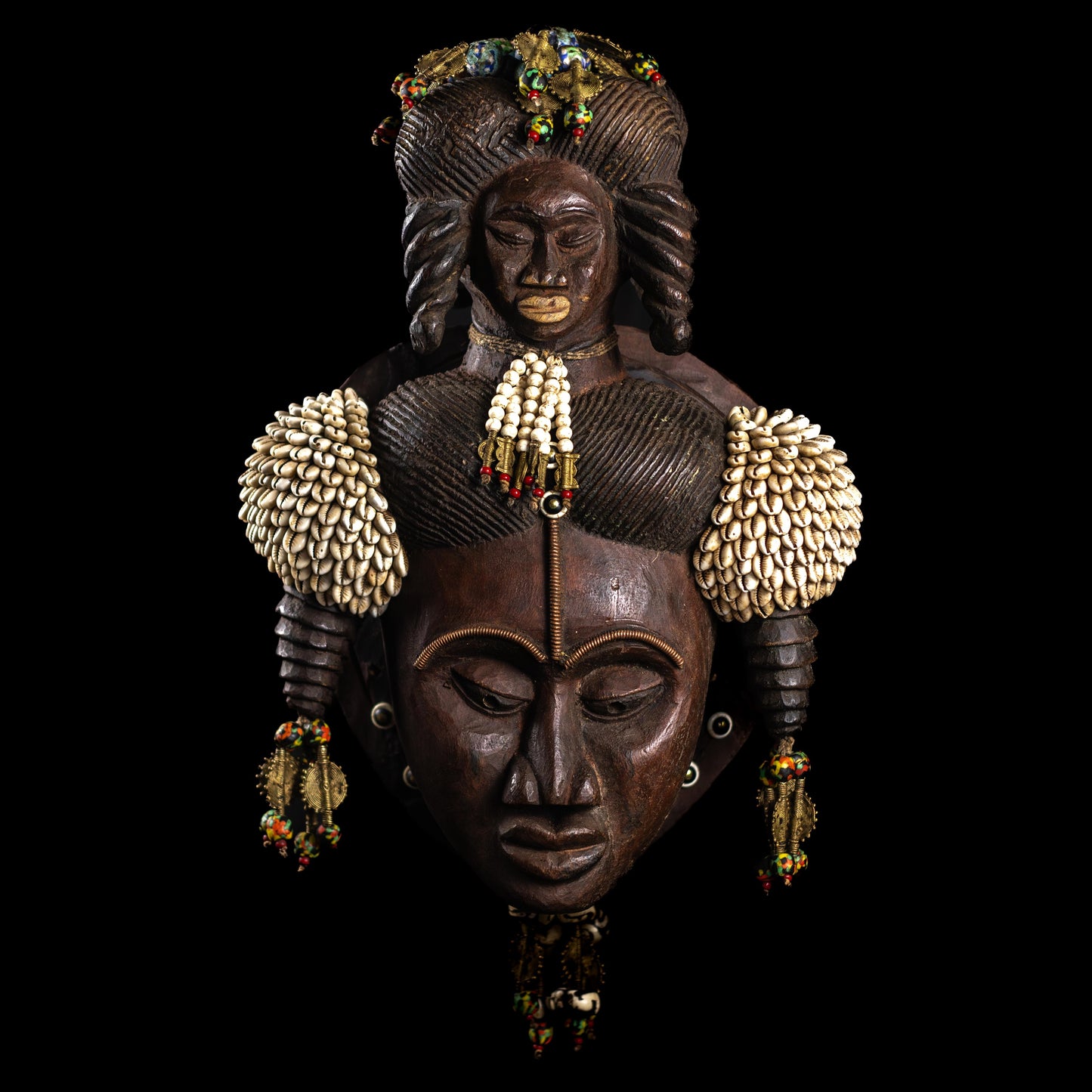 Mask With Cowrie And Bronze Embelishments