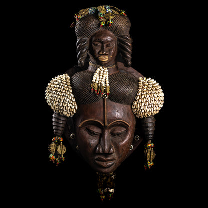 Mask With Cowrie And Bronze Embelishments