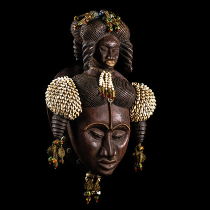 Mask With Cowrie And Bronze Embelishments