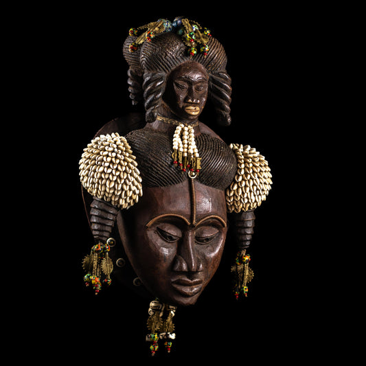 Mask With Cowrie And Bronze Embelishments