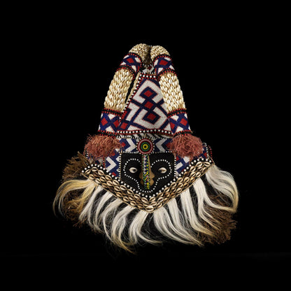 Kuba Mwaash Mask Fibre Hair and Cowrie Shells