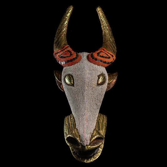 Wooden Beaded Mask Cameroon Bamileke Tribe