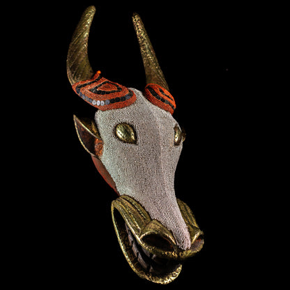 Wooden Beaded Mask Cameroon Bamileke Tribe
