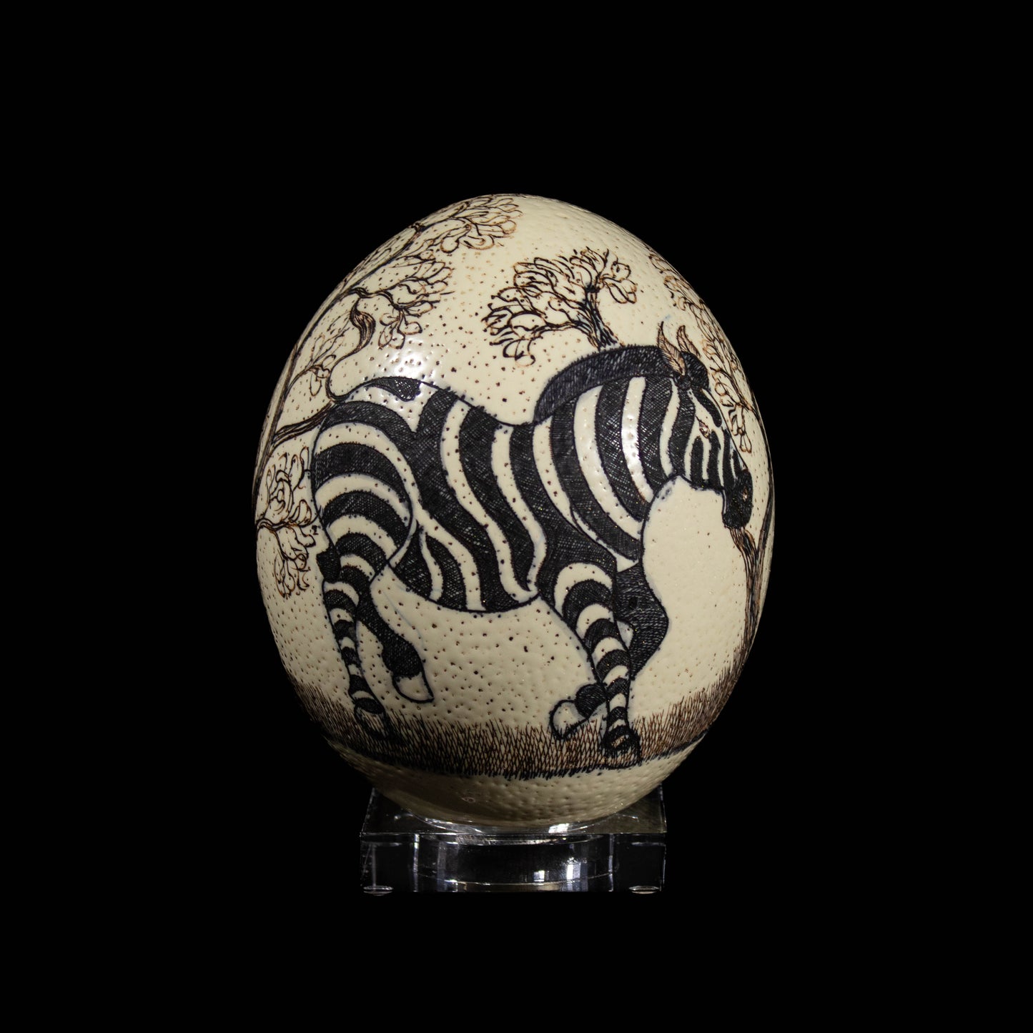 Scrimshaw Ostrich Egg